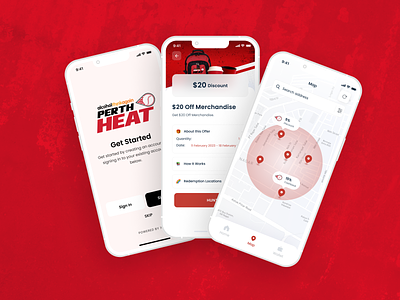 Perth Heat App augmented reality baseball app branding design gamification graphic design ios app perth heat social media sport app sport team app ui vector