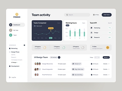 Presio UX-UI design interface product service startup ui ux web website