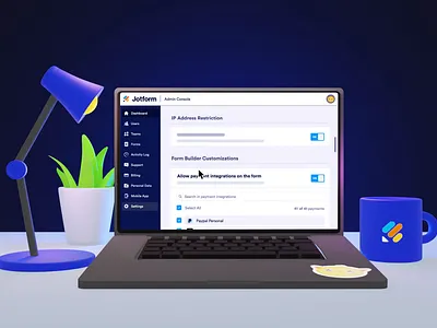 Jotform Enterprise customizations for widgets, payments, and ... 3d 3d desktop 3d macbook enterprise enterprise dashboard gif animation jotform payment dashboard payment gateway widgets