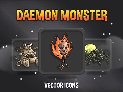 Daemon Monster RPG Icons 2d art asset assets deamon demon devil fantasy game game assets gamedev icon icons illustration indie indie game mmorpg rpg set