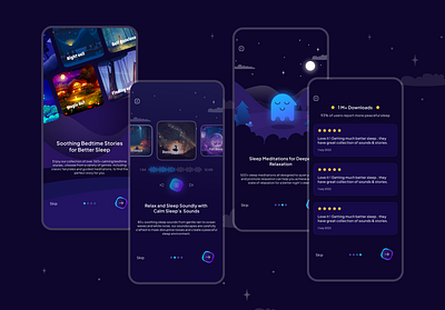 CalmSleep App Onboarding Screen app appdesign darkmode darkui onboarding uiux