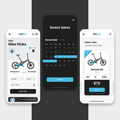 Bicycle Rental App Design-UIDesignz app branding dashboard design graphic design illustration logo mobile app design ui ux