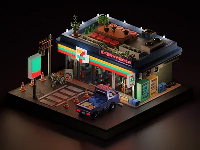 Konbini 7-11 3d 7 11 b3d blender blender3d design illustration isometric japan konbini