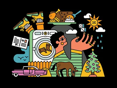 Barn Session Gig Poster car dice gig poster graphic design horse illustration man people person shoes