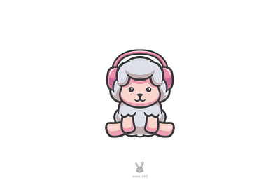 Sheep Music headphone listening logo animal music sheep