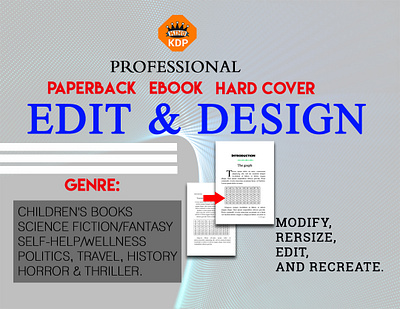 Book Edit and Design amazon kdp book cover book cover design branding design fix error graphic design illustration