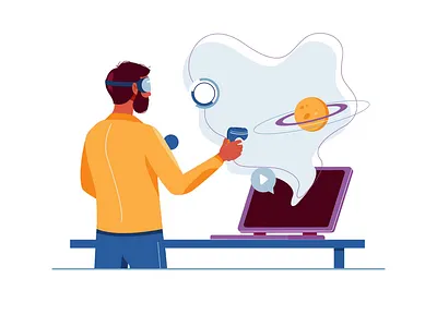 VR 2d animation digitaladventures flat illustration immersivetechnology man metaverseexperience metaversewonders motion virtualrealities virtualworlds vrcommunity woman