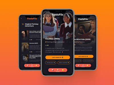 Feelsflix - Mobile App Design design experience design mobile app mobile design ui ui design user interface design