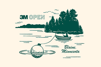 2023 3M Open - Fishing 3m open bobber canoe digital art drawing fish fishing golf illustration illustrator lake midwest minneapolis minnesota pga pga tour retro twin cities up north vector