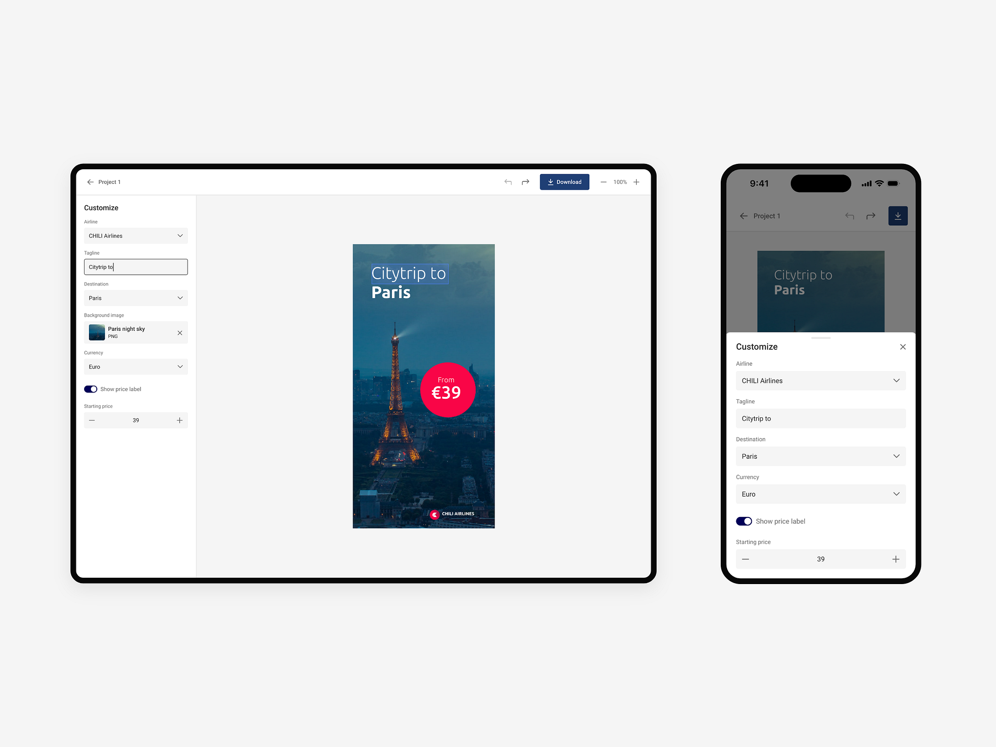 Simple template editor by Darvin Ryckaert on Dribbble