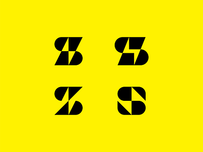 Letter S + Bolt alphabet black bold bolt branding electric electricity geometric icon lightning logo mark negative space s type typography vector yellow