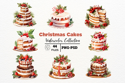 Christmas Cakes watercolor art print artwork cakes cartoon christmas christmas cakes watercolor cute design illustraion illustration watercolor