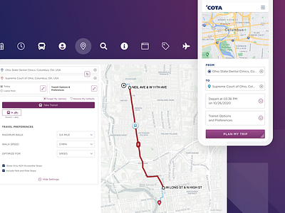 COTA | Digital Transformation for a Reimagined Brand (3) app bus directions fields filters form icon icons map mobile planning preferences responsive route search transit trip ui ux website