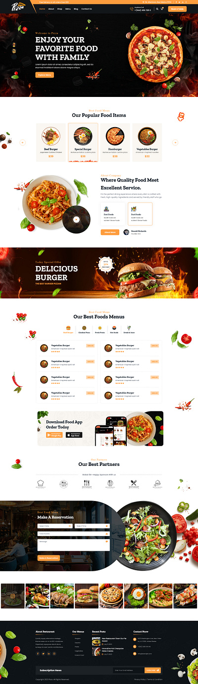 Food Web UI/UX Design restuarent website design ui uiux user interface ux web design website design