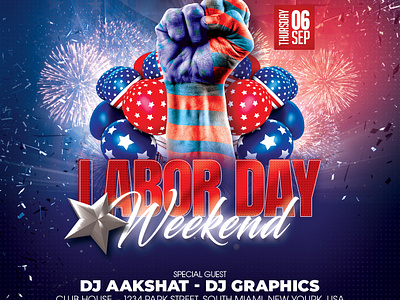 Labor Day Flyer america club club flyer design dj night event flyer flyer design flyer template holiday holidays instagram labor day labor day decor labor day party labor day sale labor day weekend night club party usa flag