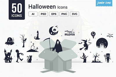Halloween Spooky Glyph Vector Icons design graphic design graphics readytouse vector