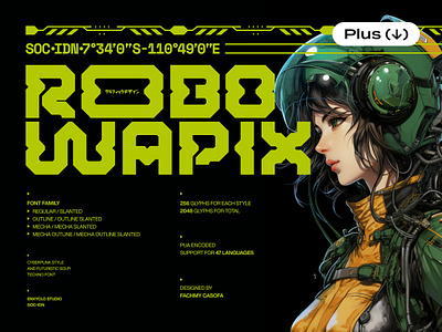 NCL Robowapix — Futuristic Mecha Font cyber cyberpunk download font future futurism futuristic pink pixelbuddha robot technology typeface typography