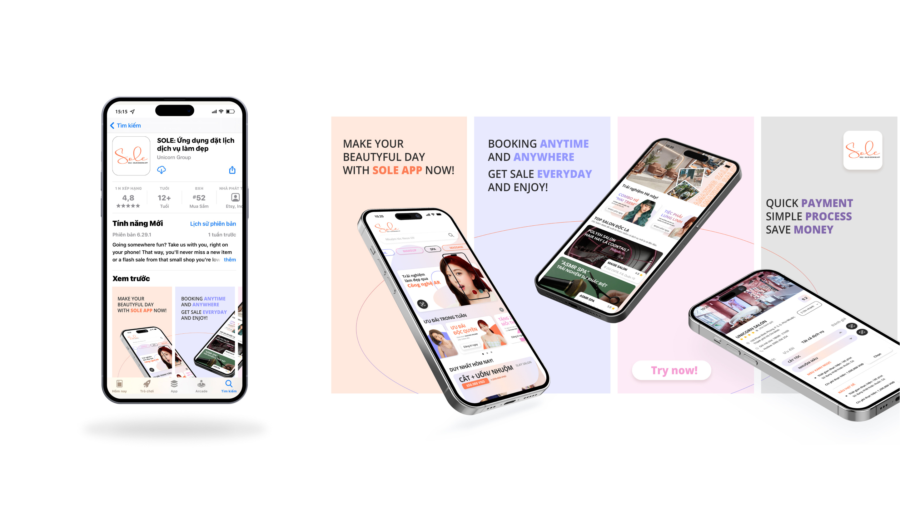 SOLE - Salon Booking App app application branding design graphic design interaction logo ui uiux ux vietnam visual graphic