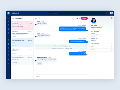 Capacity - Live Chat Agent Interface ai b2b b2b saas chat clean design editor helpdesk live chat livechat message composer messenger metadata saas saas design software support agent ui ui design ux