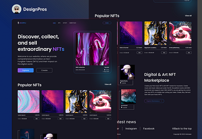 NFT Website UI Design app application design artwork branding design digitalart graphic design interactiondesign nft nft website portfolio productdesign ui user experience user interface ux visualdesign webdesign website design