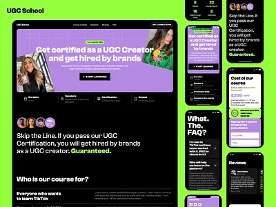 Webflow Landing Page: UGC School, Brand Identity brand identity branding designer influencer influencer app influencer marketplace landing page ugc ui ui designer web web design web designer webflow website
