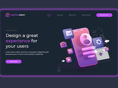 Website Banner app agency banner design agency hero section landing page ui website banner