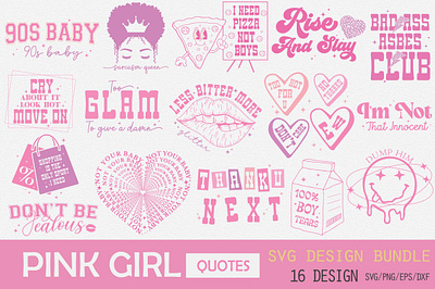 Funny Girl Pink Quote SVG Bundle toy