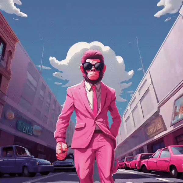 Motion IA 001 | MonkeyBusiness ai animation animation 2d animation after effects ape barbie design illustration monkey motion motion design motion graphics pink