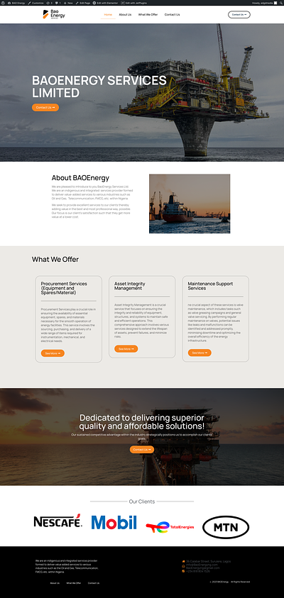 Oil And gas/ Energy Website graphic design logo ui ux webdesign