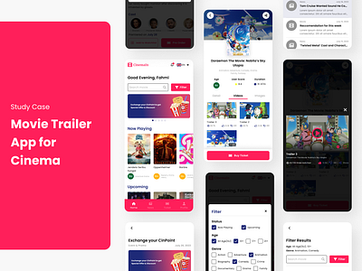 Study Case - Movie Trailer App for Cinema cinema app design movie app movie trailer app study case ui uidesign uiux ux ux design