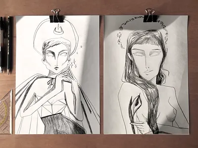 Winter and Spring character design illustrator sketch sketchbook