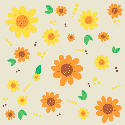 Seamless pattern with sunflowers and green leaves is great for s app branding design graphic design illustration logo typography ui ux vector