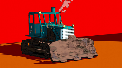 Bulldozer 3d cell shading illustration npr