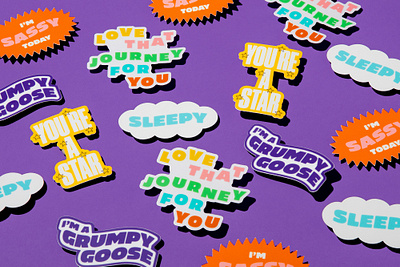 Sassy Stickers grumpy illustration sleepy stationery stickers typography