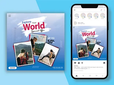 Social Media Poster Design banner banner for digital marketing branding design graphic design logo modern banner poster poster design social media social media poster social media poster design travel company