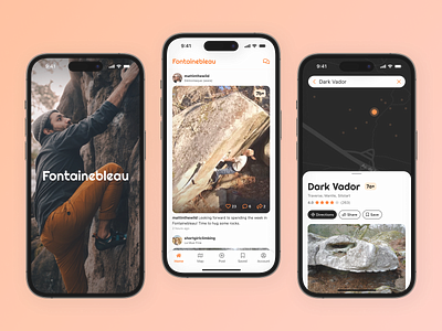 Fontainebleau Climbing App app ios mobile ui ux