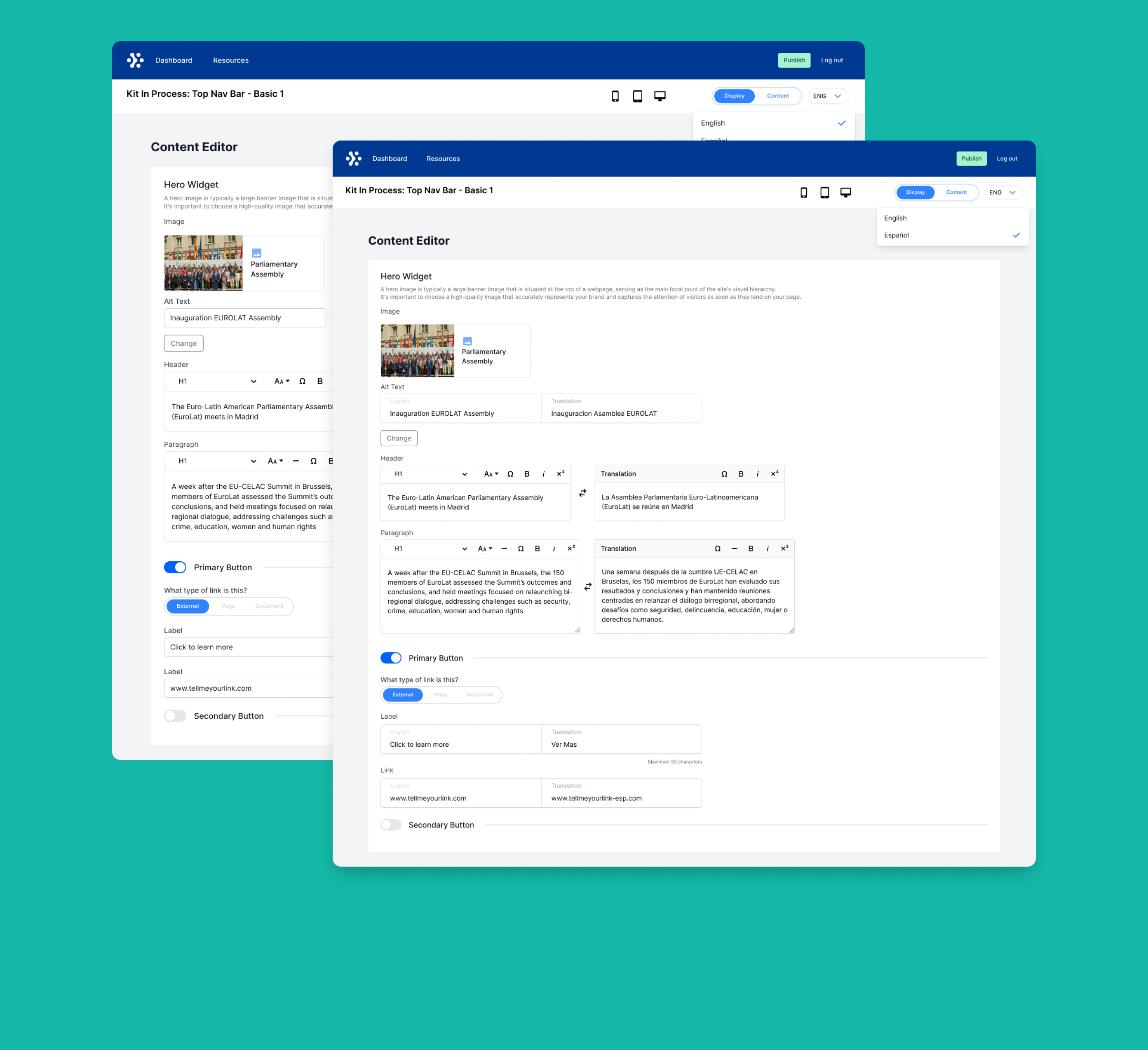 CMS - Translation tool dashboard translator ui ux