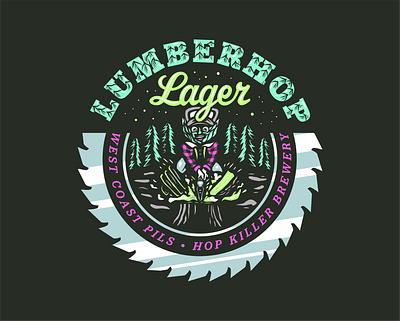 Lumberhop Lager Tee Graphic beer branding brewing design drawing graphic design hops illustration logo mascot typography ui ux vector