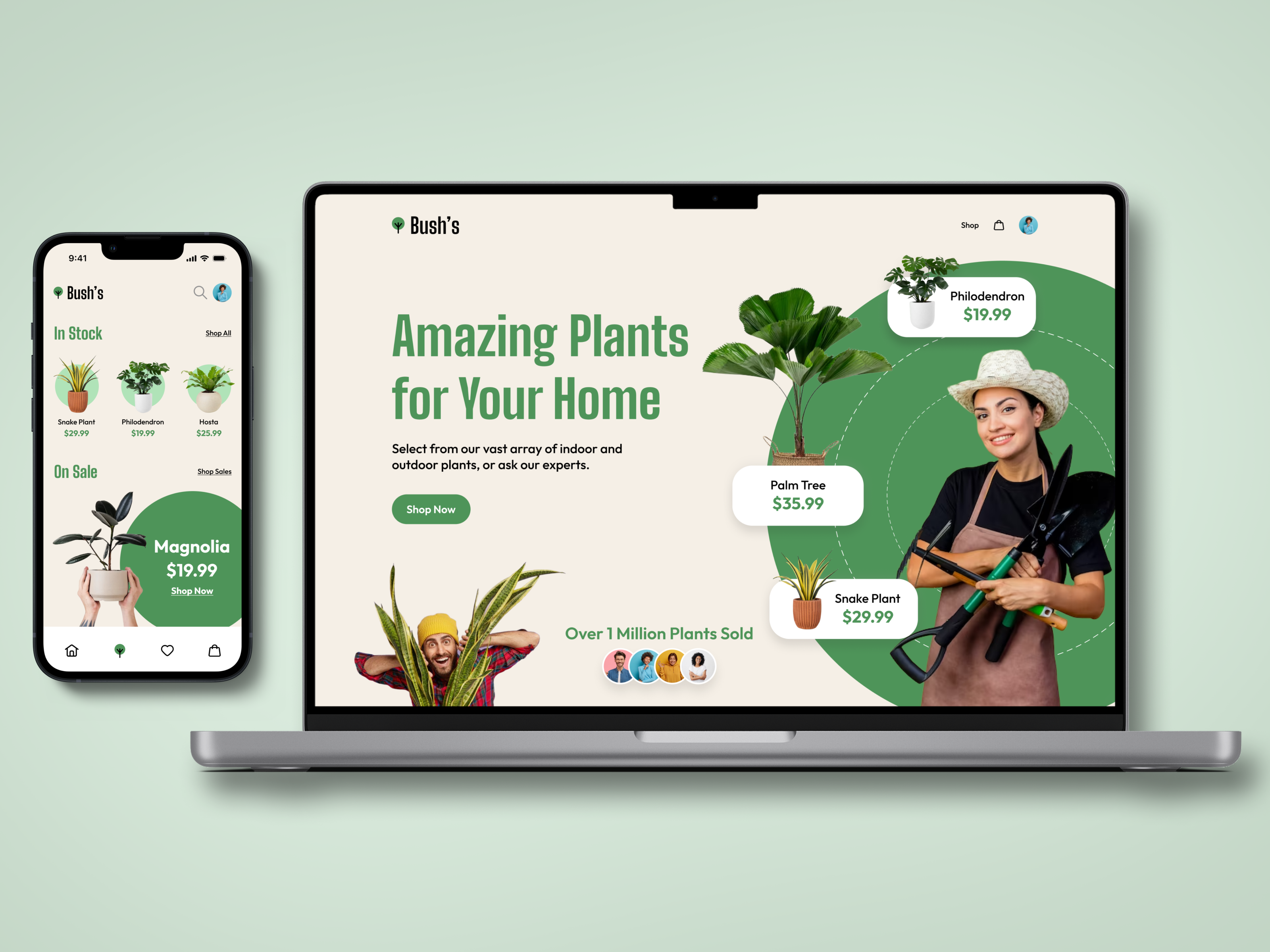 Landing Page Exploration 🪴 design desktop green landing landing page mobile nature page plants shopping trees web design