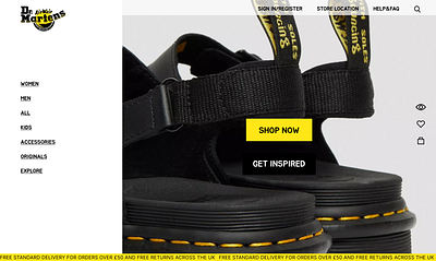 Redesign of the main page of the Dr.Martens' website design redesign ui webdesign