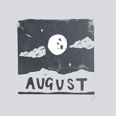 August branding calendar design graphic design illustration linoprint typography