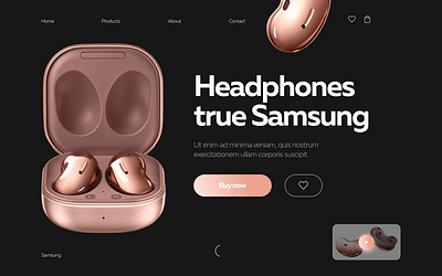 Samsung headphones promo branding design figma graphic design samsung ui ux vector web web design