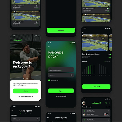 Pickcourt | UX/UI | mobile app animation app dashboard maps mobile sign sport ui ux
