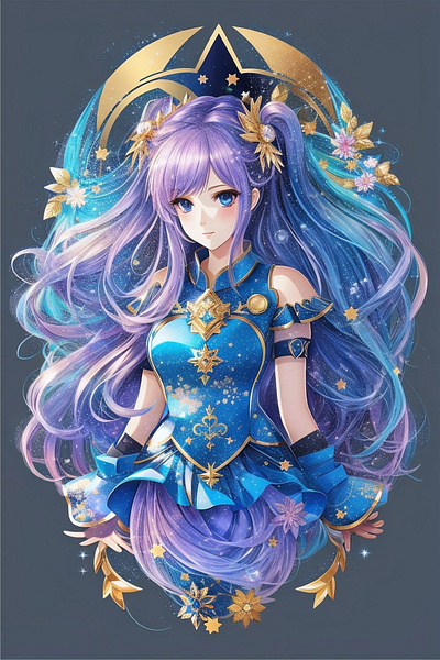 Gemini Constellations: Graceful AI Anime Girl Character Art anime love