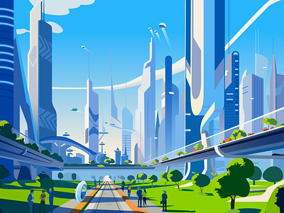 City of the future vector illustration 2dillustration adobeillustrator background cartoon city city ​​of the future design graphic design illustration vector