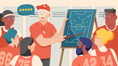 Building a team: Check in 2d coach design drawing figma illustration illustrator team