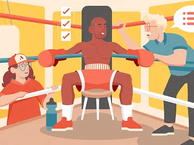 Building a team: 90 day check in boxing branding corner design sports