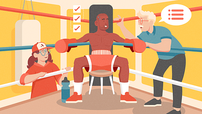 Building a team: 90 day check in boxing branding corner design sports