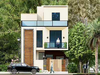 Residential House Plan 3d design illustration landscape