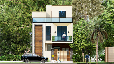 Residential House Plan 3d design illustration landscape